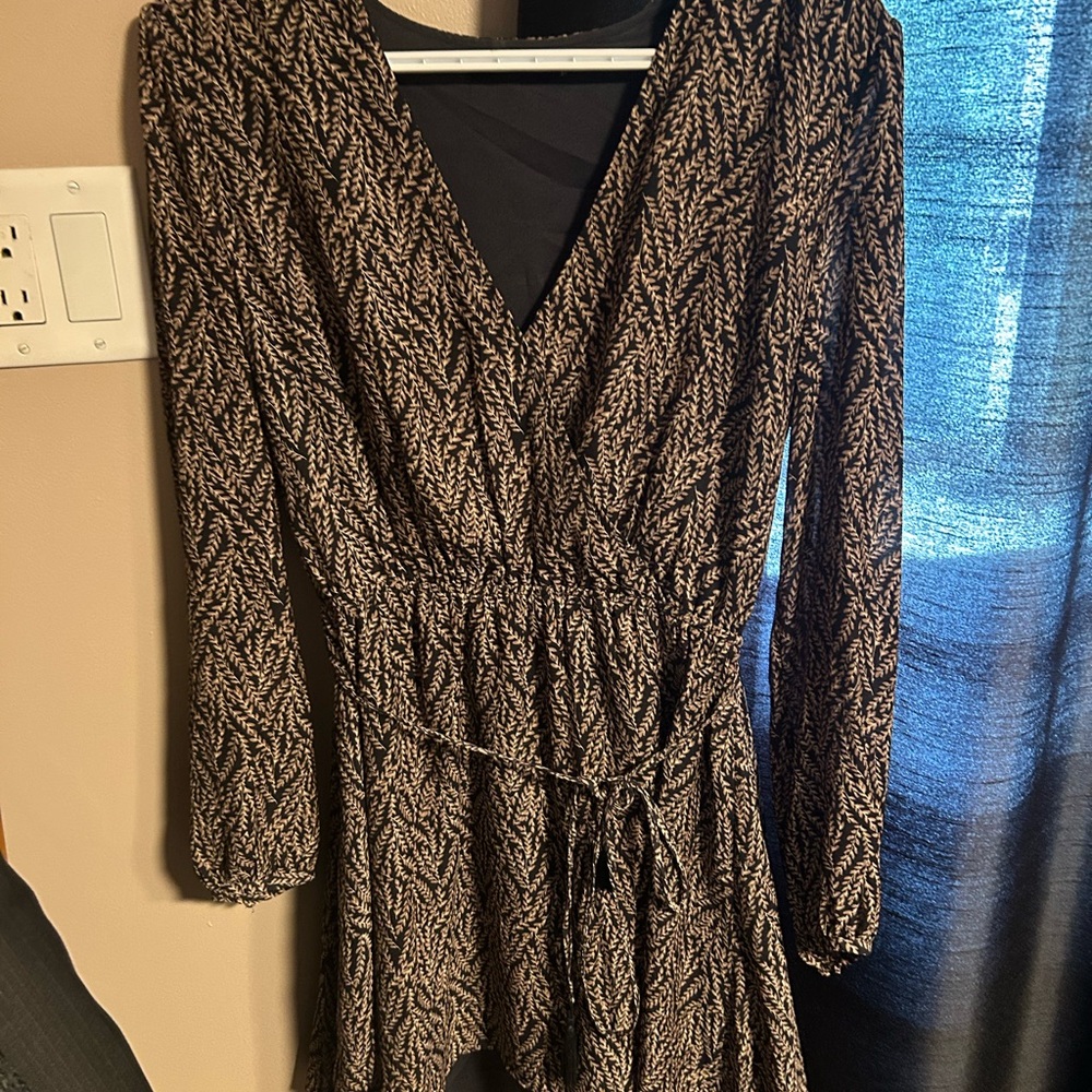 Talula Black and Brown Long Sleeve Dress